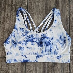 DIP Color Run Active Sports Bra- Blue/White Size Small